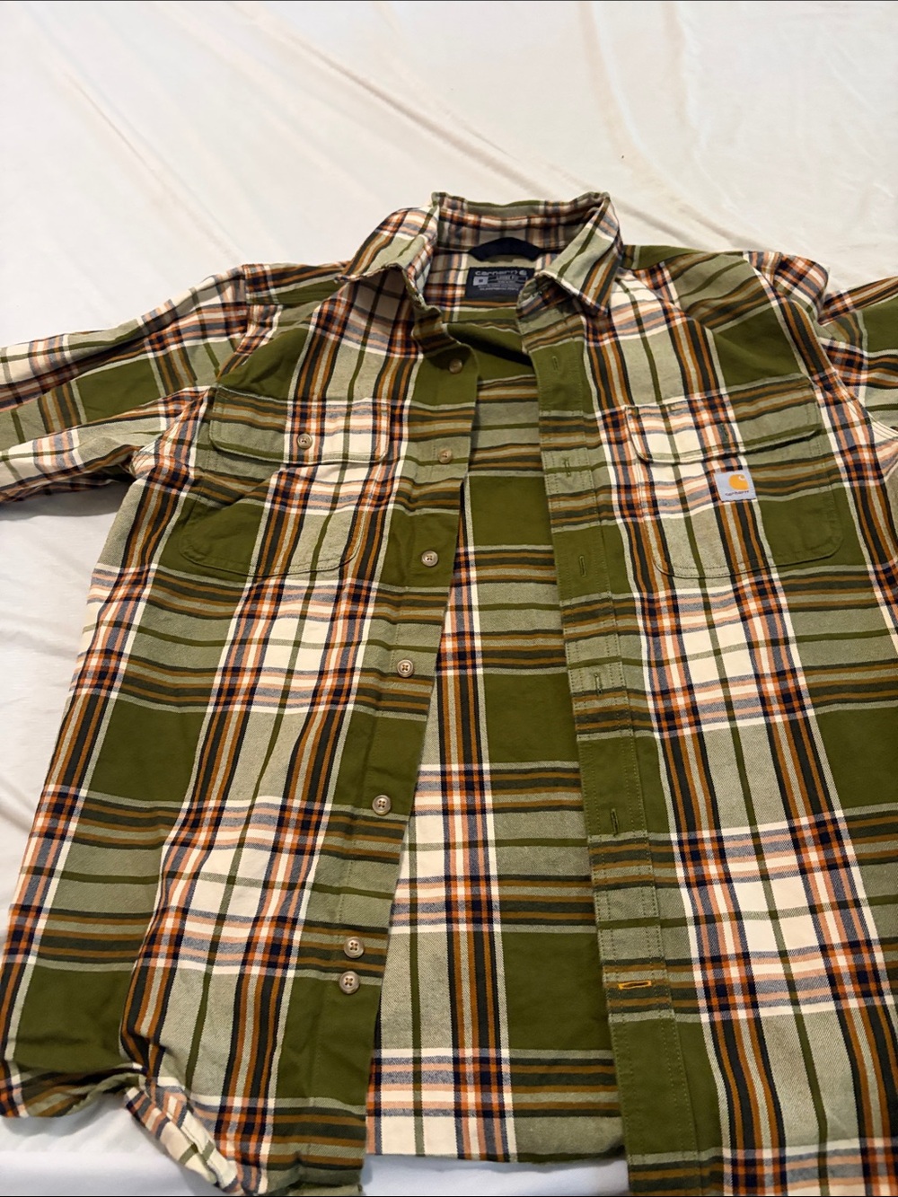 Carhartt Olive Green Plaid Button-Down Shirt